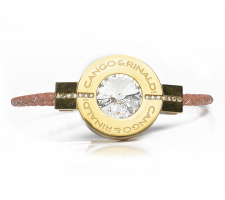 Cango by Köllő Babett Collection Bf14k Rózsaszín-arany kristályos Bőr Karkötő