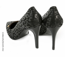 Cango&Rinaldi 79-1501 Fekete Leopárdmintás Bőr Magassarkú Cipő
