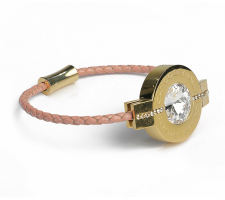 Cango by Köllő Babett Collection Bf14k Rózsaszín-arany kristályos Bőr Karkötő