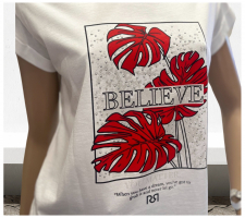 Rinascimento Cfc0119222 Fehér Piros Mintás Póló