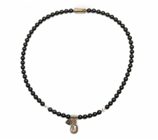 CR Pearl Collection 2202 Fekete-arany kristályos Gyöngy Nyaklánc