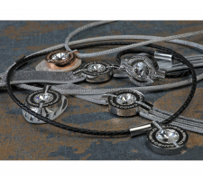 Cango by Köllő Babett Collection Bf14k Fekete-ezüst kristályos Bőr Karkötő