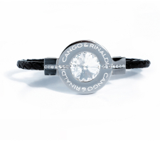 Cango by Köllő Babett Collection Bf14k Fekete-ezüst kristályos Bőr Karkötő