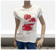 Rinascimento Cfc0119222 Fehér Piros Mintás Póló