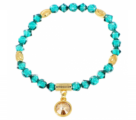 Cr Sunshine Collection 23k-17 Smaragdzöld-arany karkötő