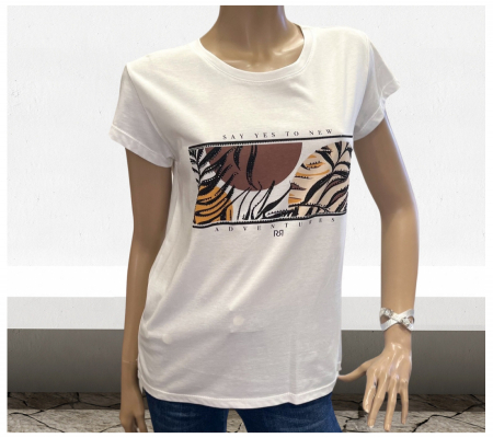 Rinascimento Cfc0119220 Fehér Mintás Póló