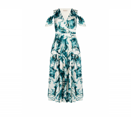 Rinascimento Curvy Cfc0122918 Zöld Mintás Ruha