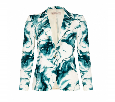 Rinascimento Curvy Cfc0122923 Zöld Mintás Blézer
